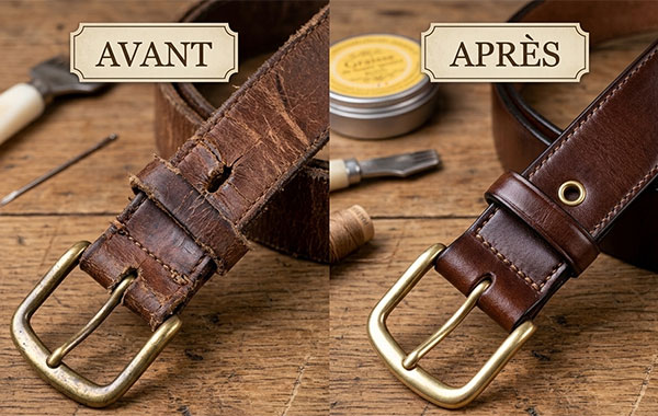 Ceinture cuir restaur&eacute;e Lille Tourcoing